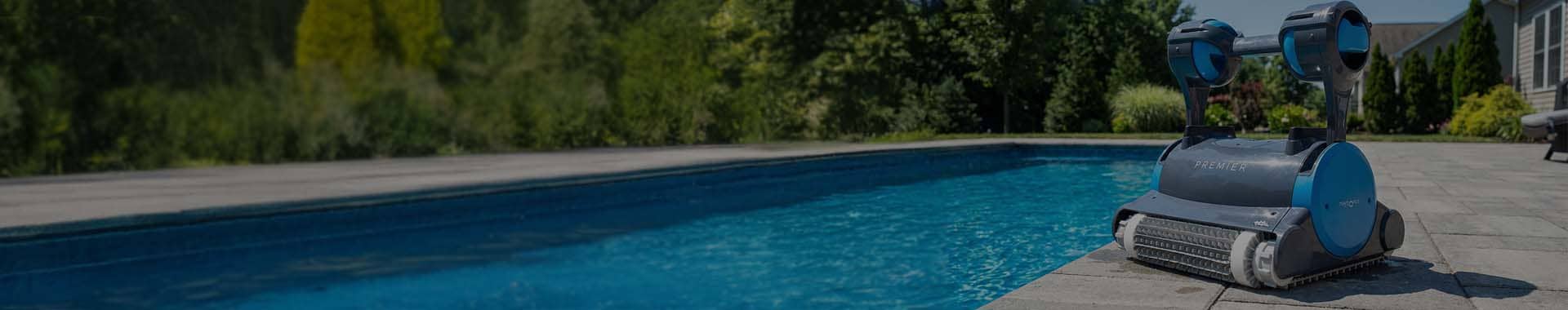Dolphin robotic pool cleaner operating in a backyard pool in Conover, NC